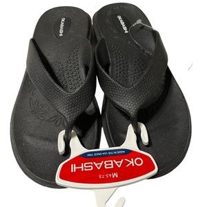 OKABASHI Womens Flip Flop Sandals Size M 6.5 - 7.5 Black Made in USA